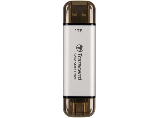Transcend ESD310 - SSD - 1 TB - ekstern (bærbar) - USB 3.2 Gen 2x1 (USB-C kontakt) - sølv