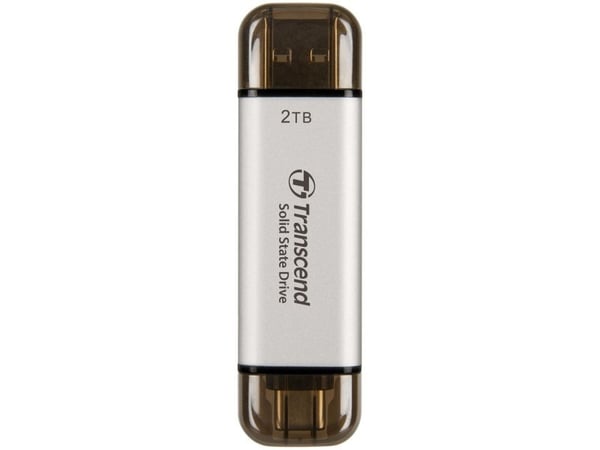 Transcend ESD310 - SSD - 2 TB - ekstern (bærbar) - USB 3.2 Gen 2x1 (USB-C kontakt) - sølv