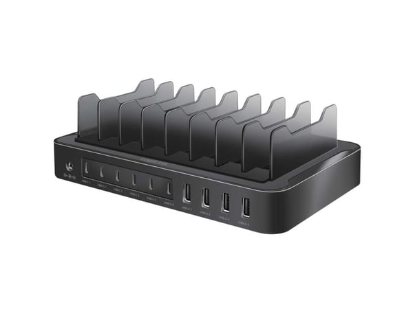 LogiLink USB Table Charger, 10 Port, 4x USB-A & 6x USB-C, 120W, PD, QC3.0, black