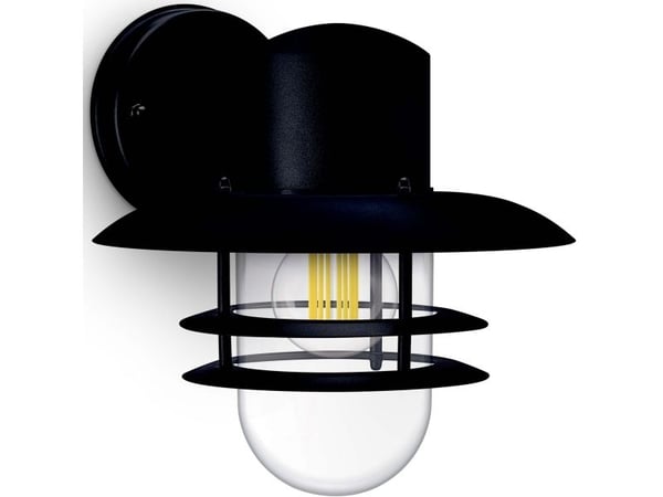 Philips Inyma-vegglampe, 25 W, E27, ingen pære, Vegglys, Svart, Metall, IP44, Terrasse, Hage, I