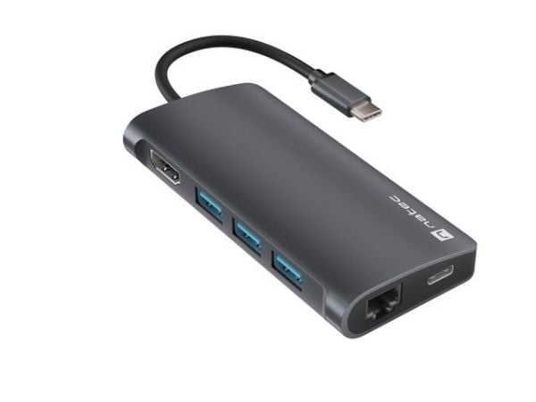 NATEC NMP-2162, langallinen, USB 3.2 Gen 1 (3.1 Gen 1) Type-C, 100 1000 Mbit/s, harmaa, tummanharmaa, MicroSD (TransFlash), SD