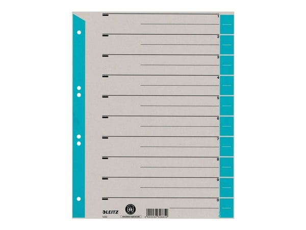 Leitz - Inndeler - fortrykt: 0-9 - for A4 (210 x 297 mm) - med fliker (en pakke 100)
