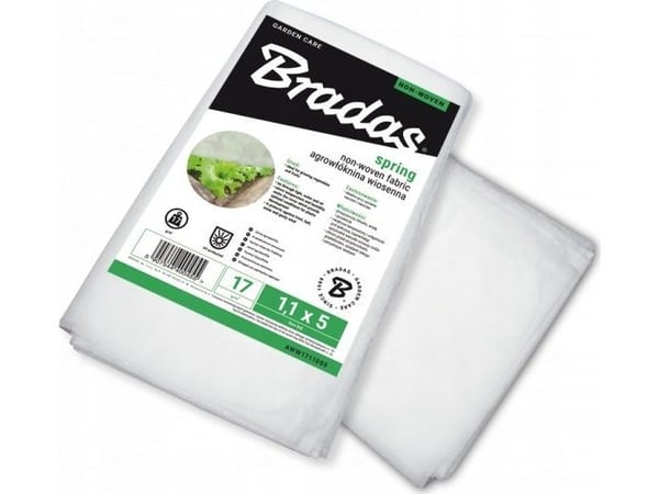 Bradas dekkduk 1,1 x 20 m, hvit, tykkelse 17 g, beskytter mot frost, hagl, snø & kraftig - 1 stk (AWW11711020)