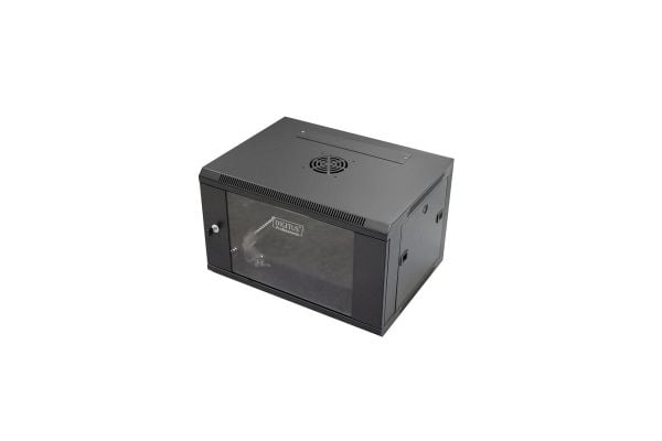 Digitus DN-W19 06U/450/B, Veggmonterbar hylle, 6U, 60 kg, Nøkkellås, Sort