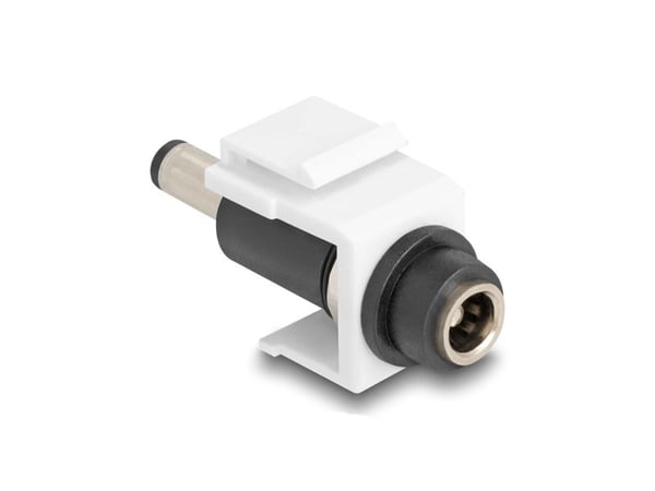 Delock Keystone-moduuli DC 5,5 x 2,5 mm naaras DC 5,5 x 2,1 mm uros valkoinen