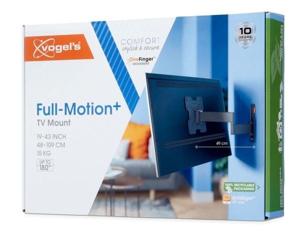 Vogel''s 3832430, 48,3 cm (19"), 109,2 cm (43"), 75 x 75 mm, 200 x 200 mm, -10 - 10°, Sort