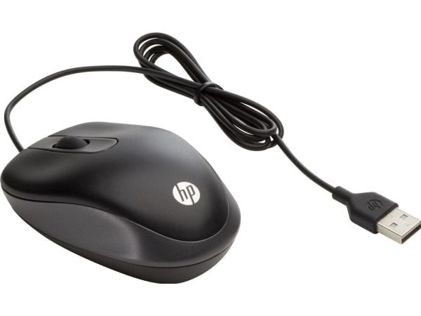 HP USB-matkahiiri, Molempikätinen, Optinen, USB A-tyyppi, 1000 DPI, Musta