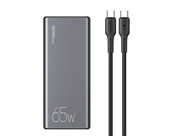 USAMS Powerbank PB59 30000mAh 65W2xQC3.0+PD Fast Charge svart CMXLOGTC01 (US-CD165) + kabel USB-C-USB-C