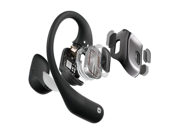 Shokz OpenFit - True wireless-hodetelefoner med mikrofon - åpent øre - over-øret-montering - Bluetooth - svart
