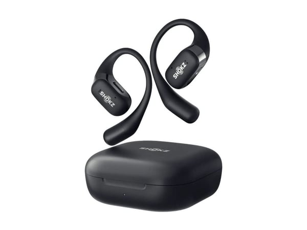Shokz OpenFit - True wireless-hodetelefoner med mikrofon - åpent øre - over-øret-montering - Bluetooth - svart