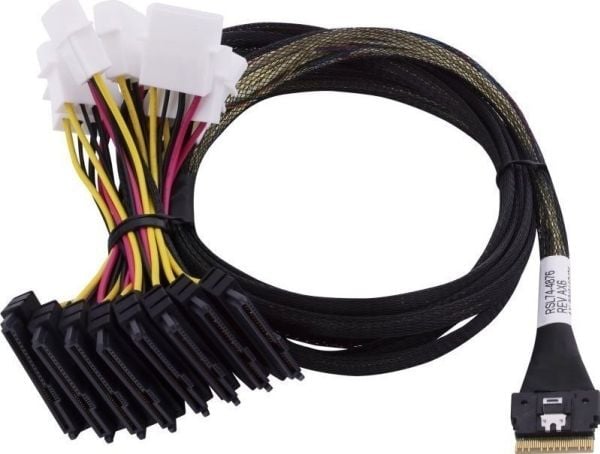 Microchip Technology 2305400-R, 0,8 m, 1x 2SFF-8639, 8x SFF-8654, Suora, Suora, Uros/naaras