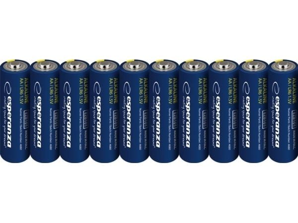 Esperanza EZB112 alkaliske batterier AA 10 stk, krympeinnpakket med henger