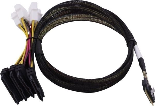 Microchip Technology 2305300-R, 0,8 m, SlimSAS ×8 (SFF-8654), 4SFF-8639 ×2 U.3, Rett, Rett, Sort, Flerfarget