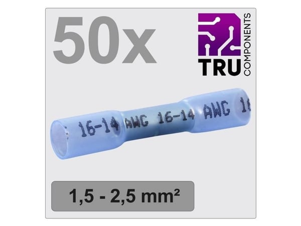 TRU COMPONENTS TC-12888404 krympkontakt med krympslang 1,5 mm² / 2,5 mm² helisolerad blå 50 st