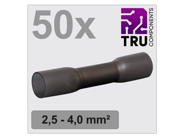 TRU COMPONENTS TC-12888408 Puristusliitin puristusletkulla 2,5 mm² 4 mm² Täysin eristetty musta 50 kpl