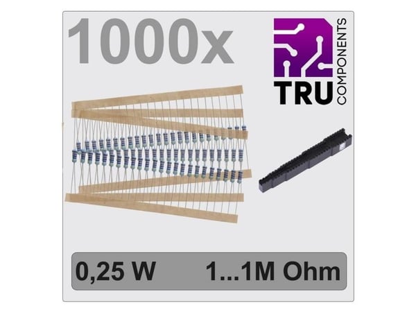 TRU COMPONENTS TC-12888456 T22P037 metallmotståndssortiment med axiell ledning 0207 0,25 W 1 % 1000 st