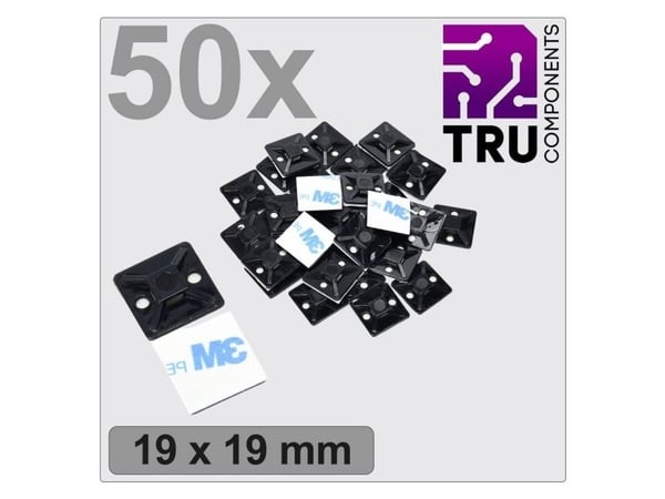 TRU COMPONENTS T24CA066 Kiinnityspesä Itsekiinnittyvä, ruuvattava TC-12888536 4-kaksoispunos Musta 50 kpl