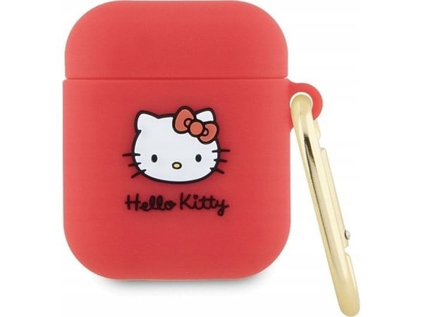 Hello Kitty Silikon 3D Kitty Head-deksel for AirPods 1/2 - fuchsia farge