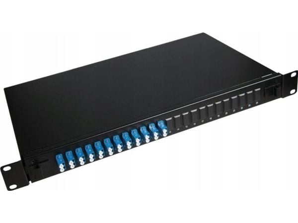 Lanview - Patch-panel - rackmontering - LC Duplex SM X 12 - svart - 1U - 19"