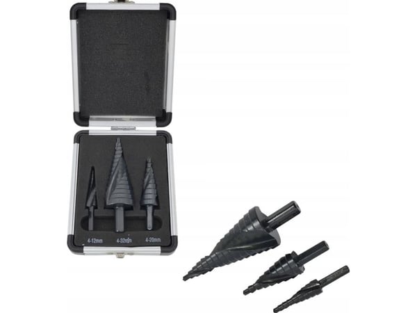 Trappeborr AWTools AW WIERTLO spiral komplet, 3 stk. 4-12/4-20/4-32 mm, AICrN, svart, plastetui