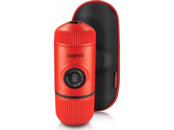 Halvautomatisk malt kaffemaskin med koffert WACACO NANOPRESSO LAVA Rød