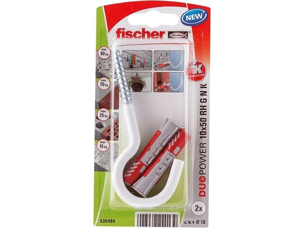 Fischer 535484, Skrue- og veggpluggsett, Murstein, Betong, 50 mm, 1 cm, 6 cm, 1,25 cm