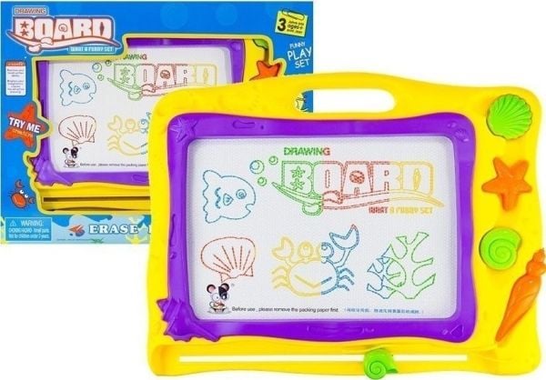 LeanToys skivetavle som viskes bort sjø + 3 fargerike frimerker