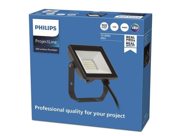 Philips Valonheitin, 10 W, LED, Musta, 4000 K, 950 lm, 35000 h