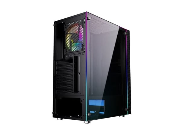 Gembird Fornax 2500 - Mid tower - ATX - sidepanel med vindu (glass) - ingen strømforsyning (ATX) - svart - USB/lyd