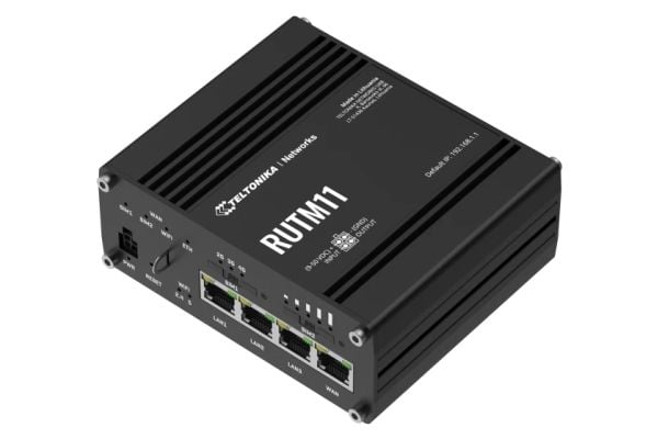Teltonika RUTM11, Ethernet WAN, Gigabitti Ethernet, SIM-korttipaikka, musta