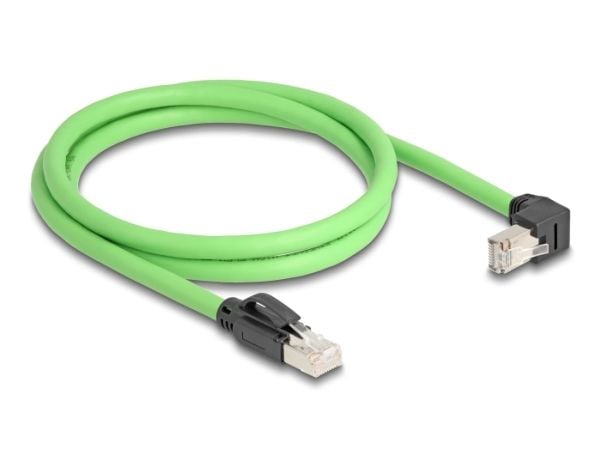 Delock - Koblingskabel - RJ-45 (hann) straight, snagless til RJ-45 (hann) nedvinklet - 1 m - 6.8 mm - SF/UTP - CAT 6a - grønn