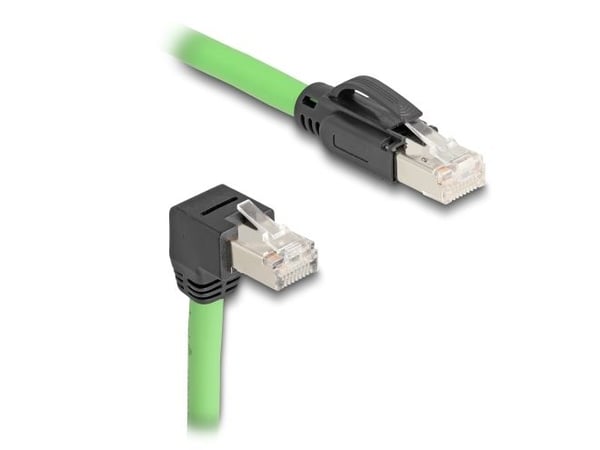 Delock - Koblingskabel - RJ-45 (hann) til RJ-45 (hann) nedvinklet - 2 m - 6.8 mm - SF/UTP - CAT 6a - stifttilordning: 1:1 - grønn