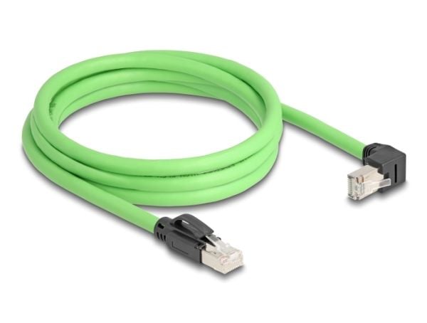 Delock - Koblingskabel - RJ-45 (hann) til RJ-45 (hann) nedvinklet - 2 m - 6.8 mm - SF/UTP - CAT 6a - stifttilordning: 1:1 - grønn