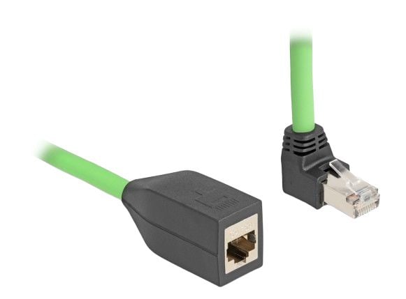Delock - Forlengelseskabel for patch - RJ-45 (hann) oppvinklet til RJ-45 (hunn) rett - 1 m - 6.8 mm - SF/UTP - CAT 6a - grønn