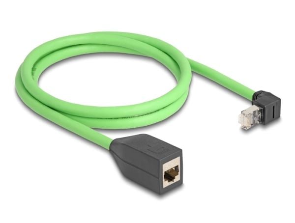 Delock - Forlengelseskabel for patch - RJ-45 (hann) oppvinklet til RJ-45 (hunn) rett - 1 m - 6.8 mm - SF/UTP - CAT 6a - grønn