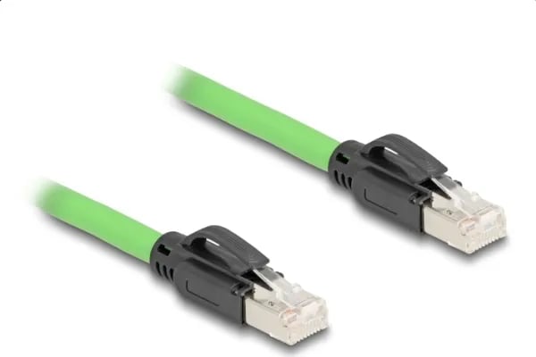 Delock - Koblingskabel - RJ-45 (hann) til RJ-45 (hann) - 1 m - 6.8 mm - SF/UTP - CAT 6a - med støvel, uten hindringer - grønn