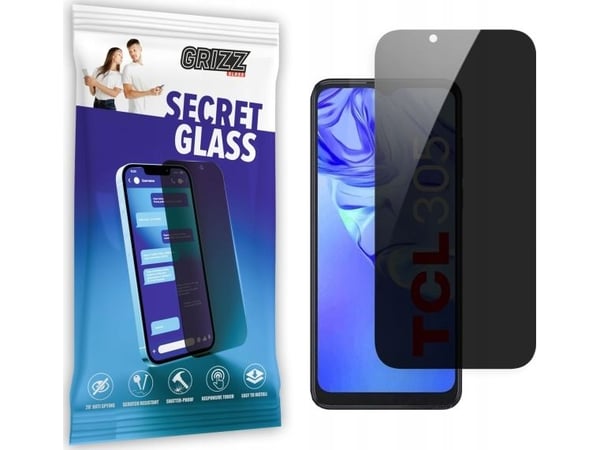 GrizzGlass personvern-/SecretGlass-tilpasset skjermglass til TCL 305 Dual SIM