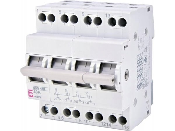 Etipo pääkytkin I-0-II 40A 4P SSQ 440 Eti 002421445 kolmivaiheinen DIN-kiskoon asennettava modulaarinen kytkin Etipo pääkytkin I-0-II 40A 4P SSQ 440 Eti 002421445 kolmivaiheinen DIN-kiskoon asennettava modulaarinen kytkin