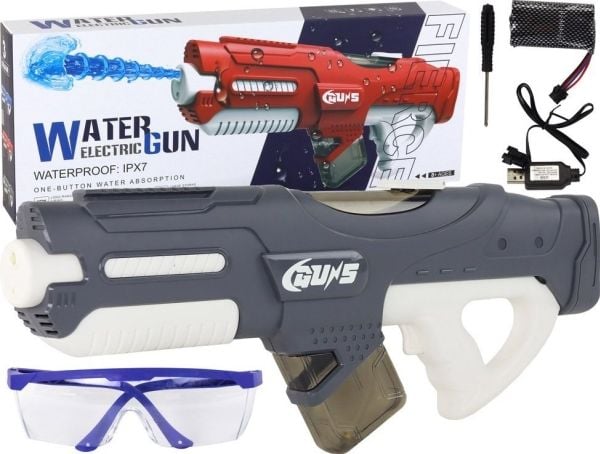 LeanToys stor vannpistol grå 750 ml med briller