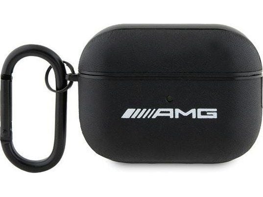 Mercedes Benz Apple AirPods Pro -kuulokekotelo 2 Mercedes AMG Nahka Valkoinen logo (AMAP2SLWK) Musta
