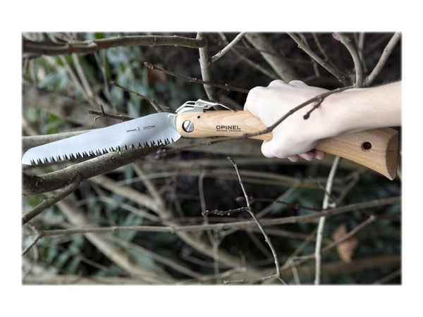 Opinel Garden N°18 - Saw - beechwood - 18 cm - small dark dashes, light yellow to pink handle