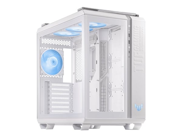ASUS TUF Gaming GT502 Plus - Mid tower - ATX - sidepanel med vindu (herdet glass) - ingen strømforsyning - hvit - USB/lyd