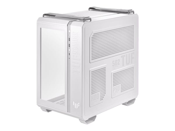 ASUS TUF Gaming GT502 Plus - Mid tower - ATX - genomskinlig sidopanel (härdat glas) - ingen strömförsörjning - vit - USB/ljud