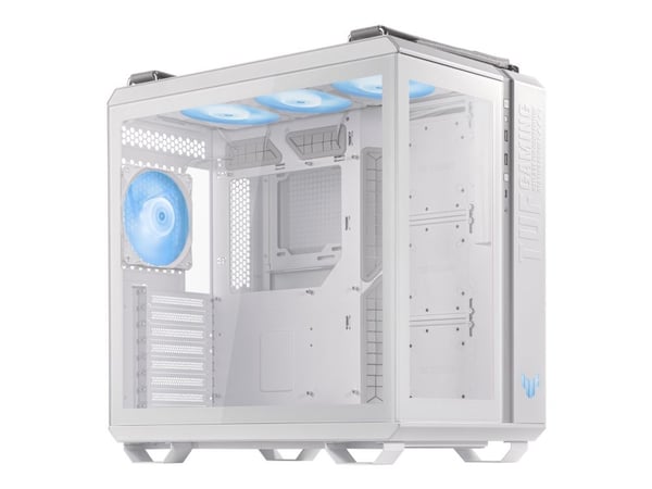 ASUS TUF Gaming GT502 Plus - Mid tower - ATX - sidepanel med vindu (herdet glass) - ingen strømforsyning - hvit - USB/lyd