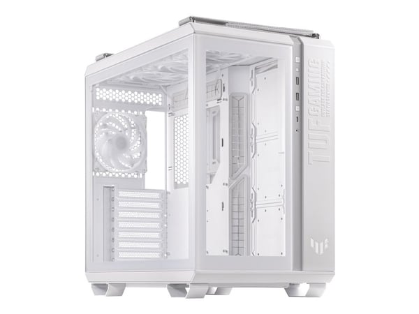 ASUS TUF Gaming GT502 Plus - Mid tower - ATX - sidepanel med vindu (herdet glass) - ingen strømforsyning - hvit - USB/lyd