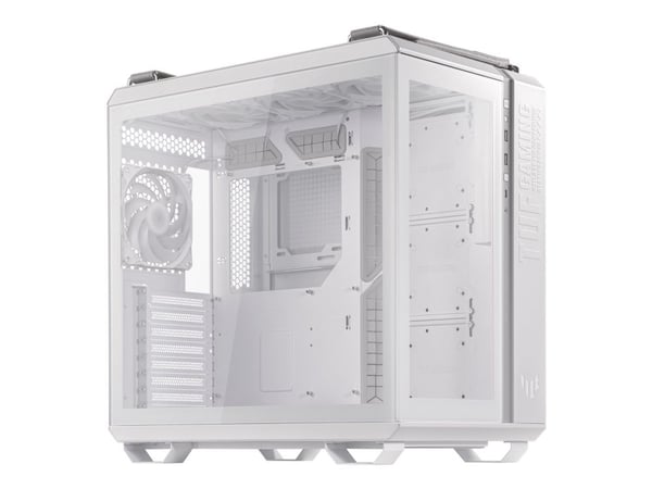 ASUS TUF Gaming GT502 Plus - Mid tower - ATX - sidepanel med vindu (herdet glass) - ingen strømforsyning - hvit - USB/lyd