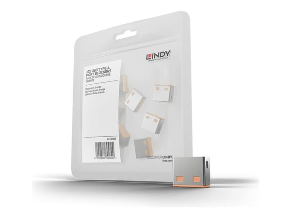 Lindy USB Port Blocker - USB-portsperrer - oransje (en pakke 10)