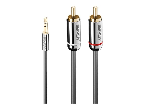 Lindy Cromo Line - Lydkabel - mini-phone stereo 3.5 mm hann til RCA hann - 50 cm - antrasitt - rund