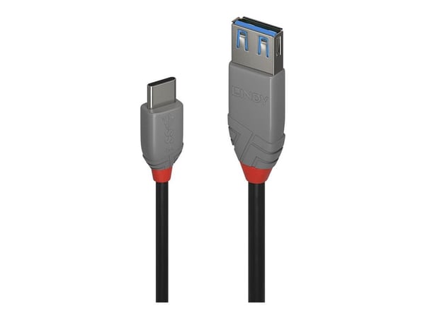 Lindy Black Line - USB-kabel - USB-C (hann) til USB-type A (hunn) - USB 3.1 Gen 2 - 15 cm