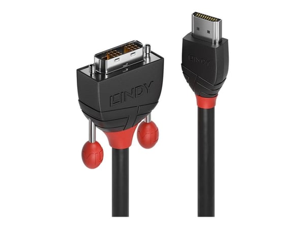 Lindy Black Line - Adapterkabel - enkeltlenke - HDMI hann til DVI-D hann - 3 m - skjermet - grå - rund